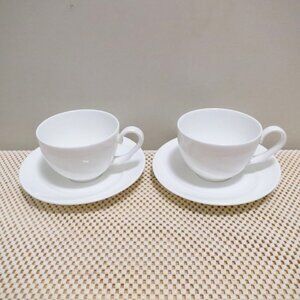 X2 Wedgwood Solar Flat Tea Cup and Saucer White Shape 225 Bone China